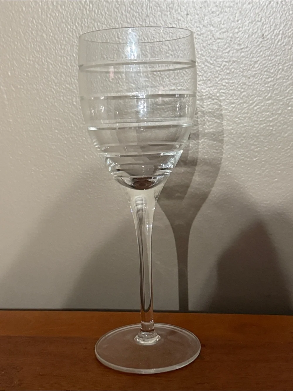 Clear Etched Stemmed Wine Glass - Single Piece